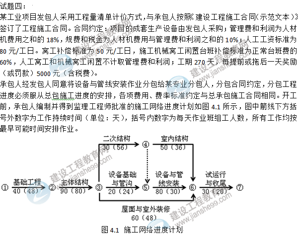 2015年造價工程師《建設工程造價案例分析》試題及答案（案例四）