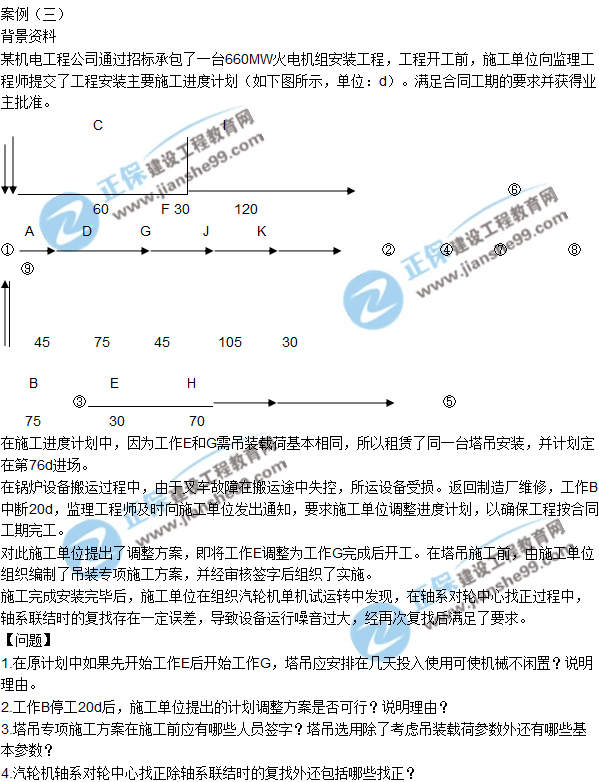 2017一級建造師《機電實務》試題及答案（案例三）